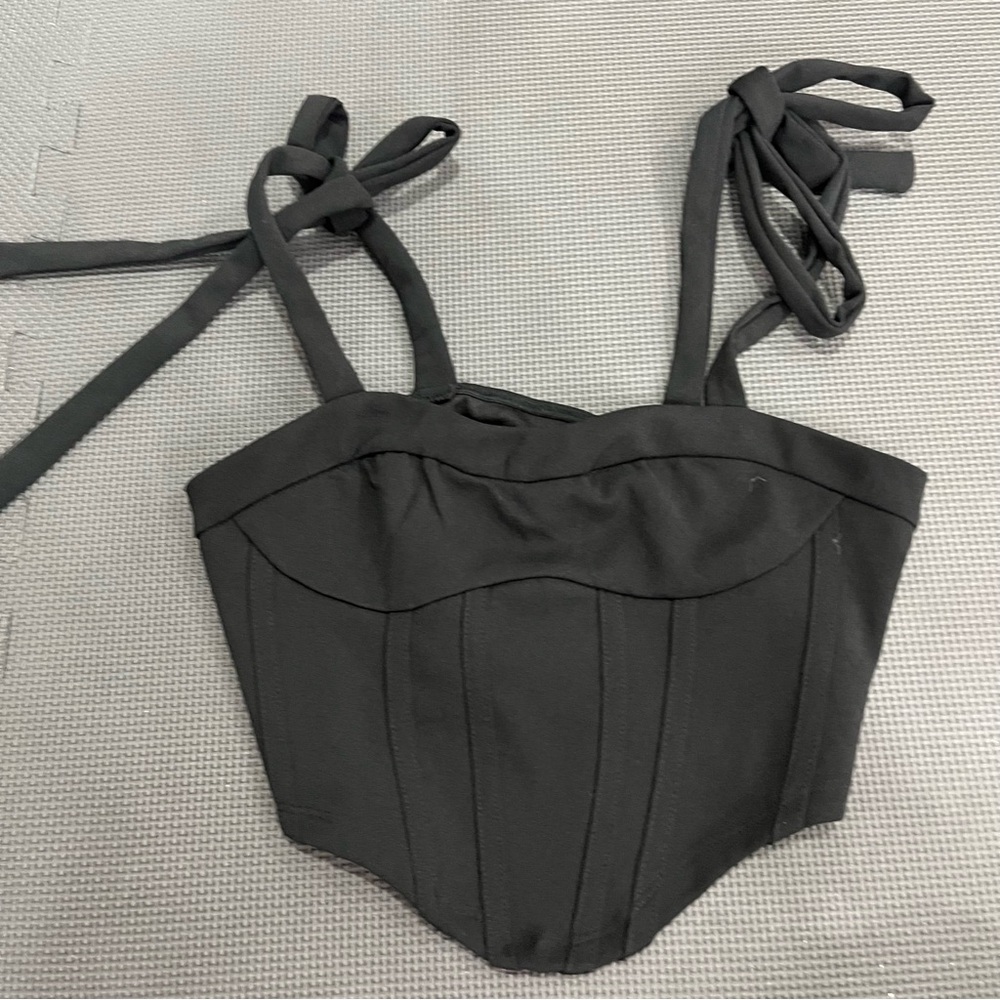 Black Corset Top with Tie Straps